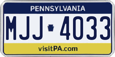 PA license plate MJJ4033