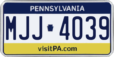 PA license plate MJJ4039