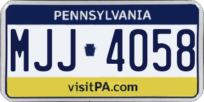 PA license plate MJJ4058