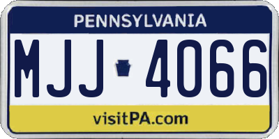 PA license plate MJJ4066