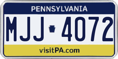 PA license plate MJJ4072
