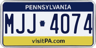 PA license plate MJJ4074