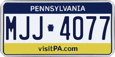 PA license plate MJJ4077