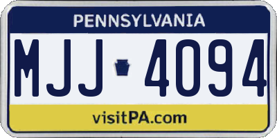 PA license plate MJJ4094