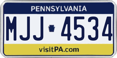 PA license plate MJJ4534