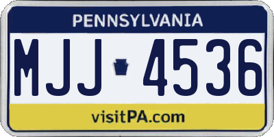 PA license plate MJJ4536