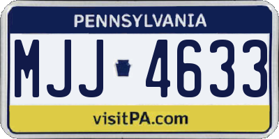 PA license plate MJJ4633