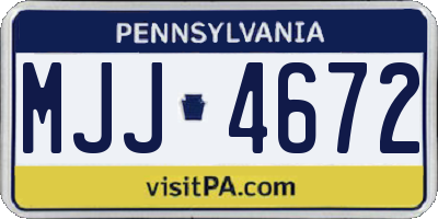 PA license plate MJJ4672