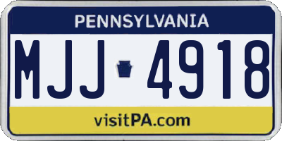 PA license plate MJJ4918