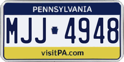 PA license plate MJJ4948