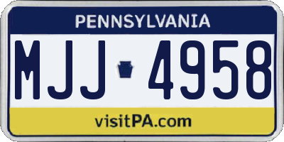 PA license plate MJJ4958