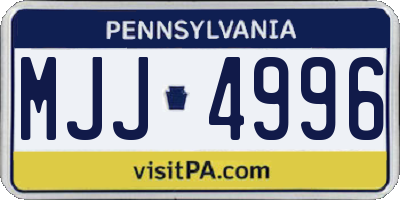 PA license plate MJJ4996