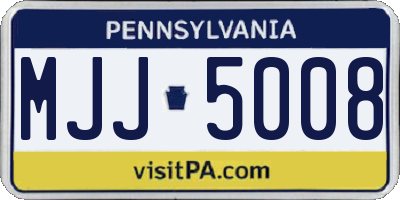 PA license plate MJJ5008
