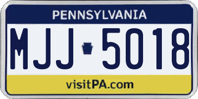 PA license plate MJJ5018