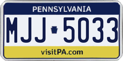 PA license plate MJJ5033