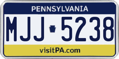 PA license plate MJJ5238