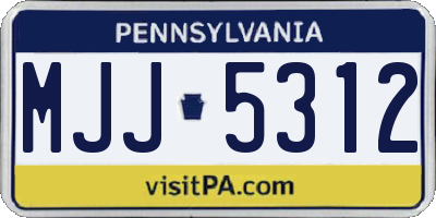 PA license plate MJJ5312