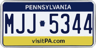 PA license plate MJJ5344