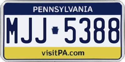PA license plate MJJ5388
