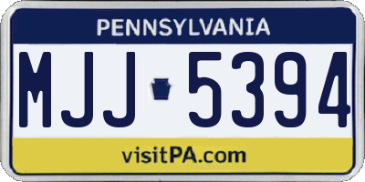 PA license plate MJJ5394
