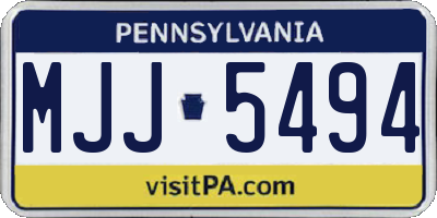 PA license plate MJJ5494
