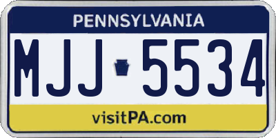PA license plate MJJ5534