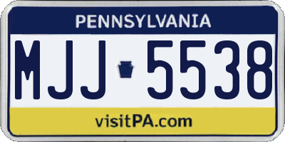 PA license plate MJJ5538