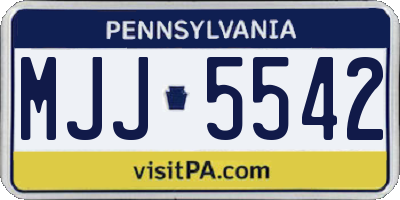 PA license plate MJJ5542
