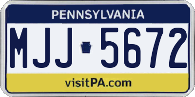 PA license plate MJJ5672