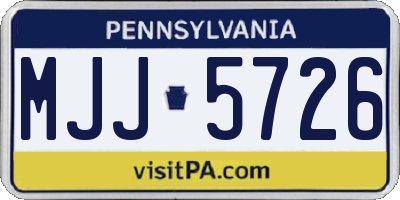 PA license plate MJJ5726