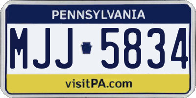 PA license plate MJJ5834