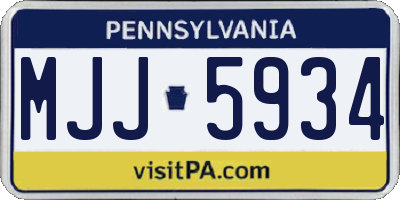 PA license plate MJJ5934