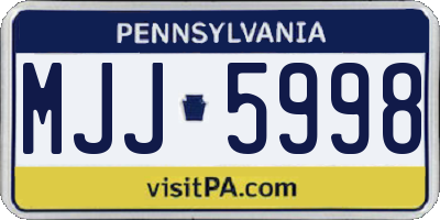 PA license plate MJJ5998