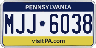 PA license plate MJJ6038