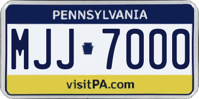 PA license plate MJJ7000