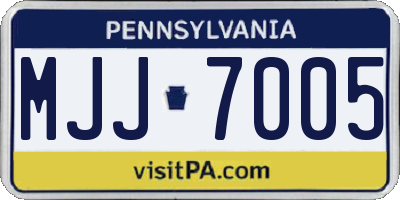 PA license plate MJJ7005