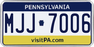 PA license plate MJJ7006