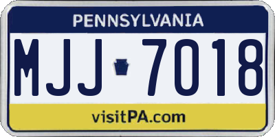PA license plate MJJ7018