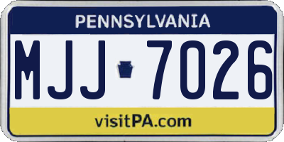 PA license plate MJJ7026