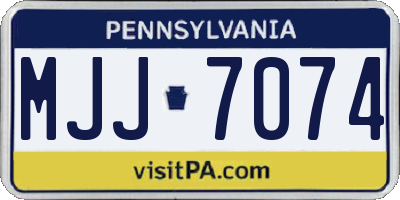 PA license plate MJJ7074