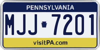 PA license plate MJJ7201