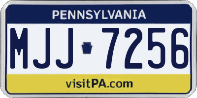 PA license plate MJJ7256