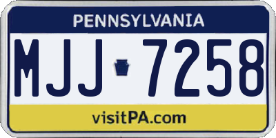 PA license plate MJJ7258