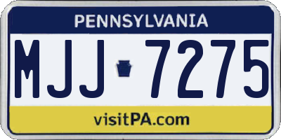 PA license plate MJJ7275