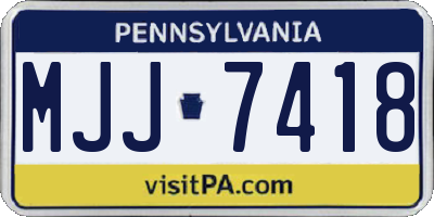PA license plate MJJ7418