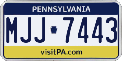 PA license plate MJJ7443