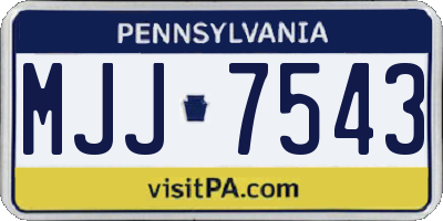 PA license plate MJJ7543