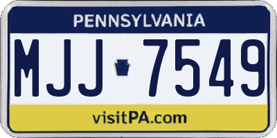 PA license plate MJJ7549