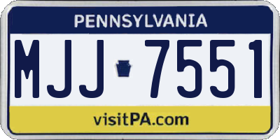 PA license plate MJJ7551