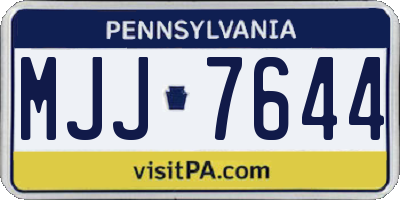 PA license plate MJJ7644